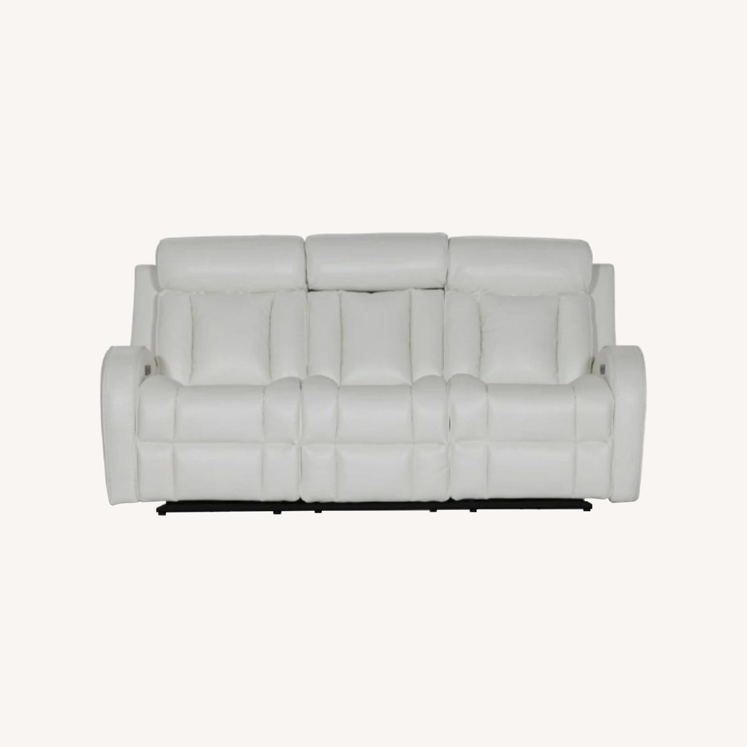 White Tuxedo Leather Sofa - image-0