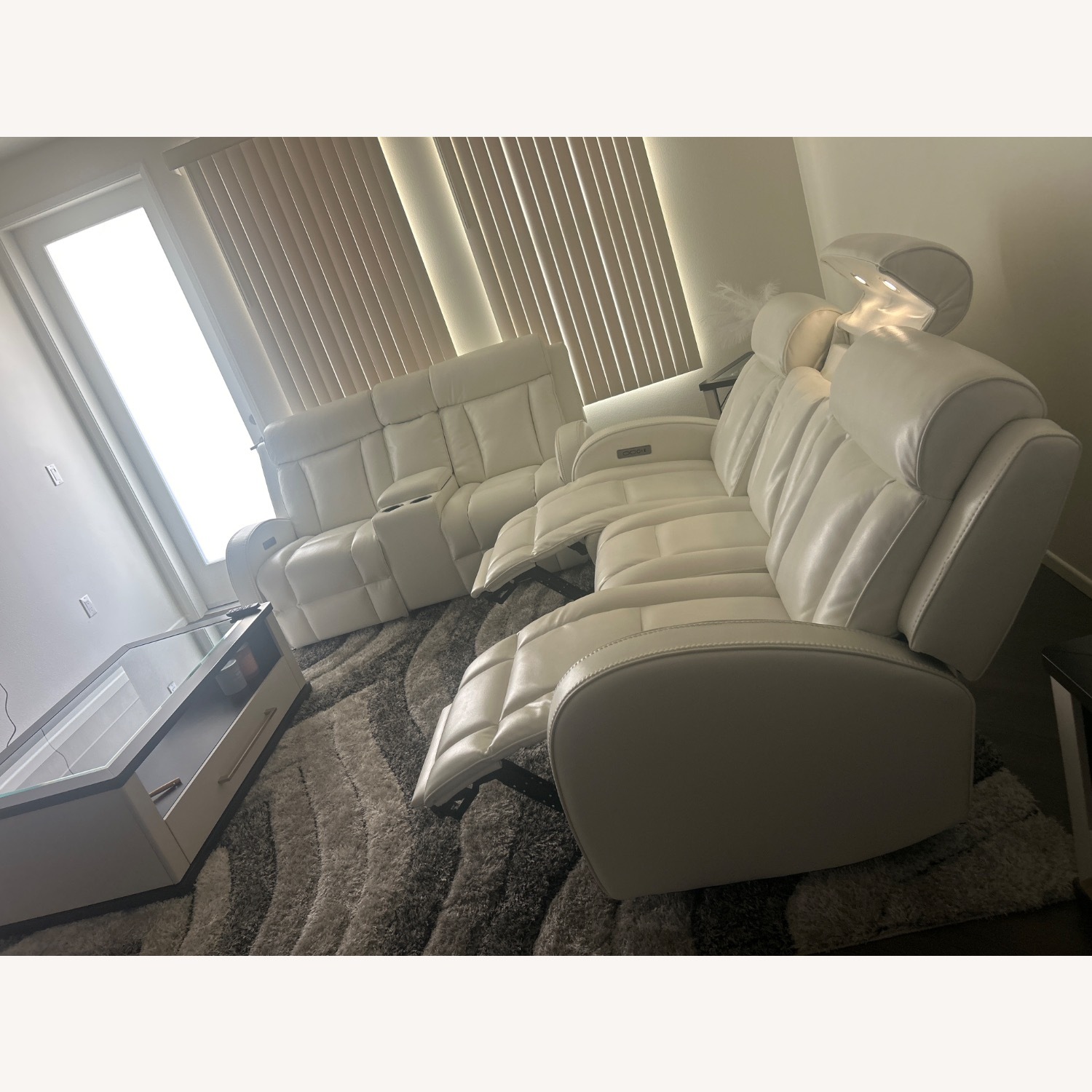White Tuxedo Leather Sofa - image-3