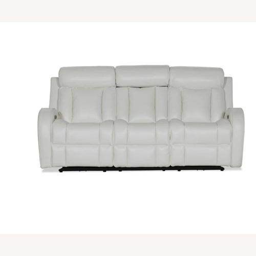 Used White Tuxedo Leather Sofa for sale on AptDeco