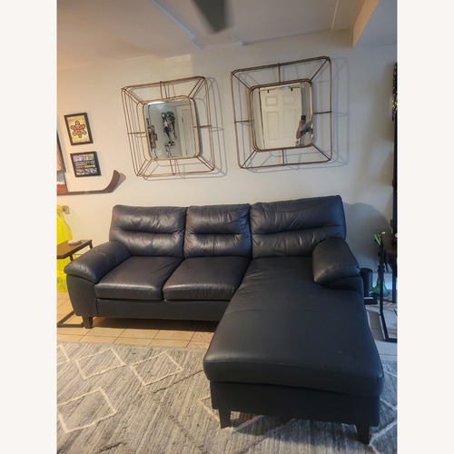 Used Raymour & Flanigan Navy Caspian Sectional for sale on AptDeco