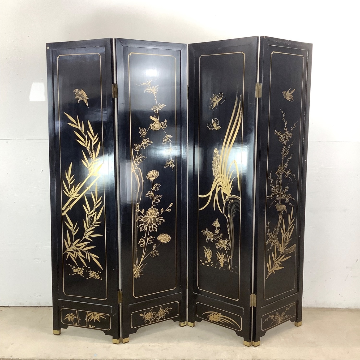  Vintage Hand-Painted Chinoiserie Folding Screen - image-19