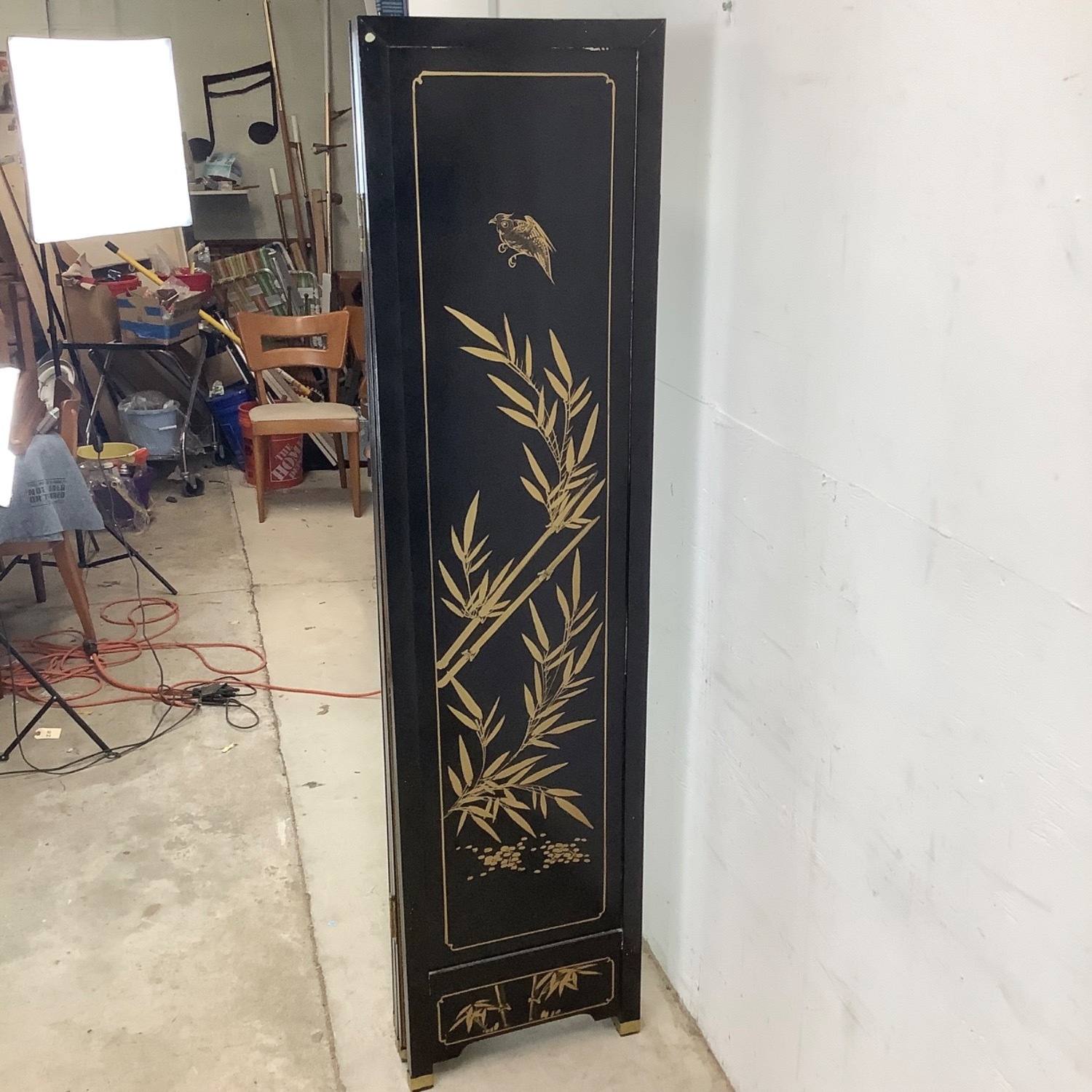  Vintage Hand-Painted Chinoiserie Folding Screen - image-16