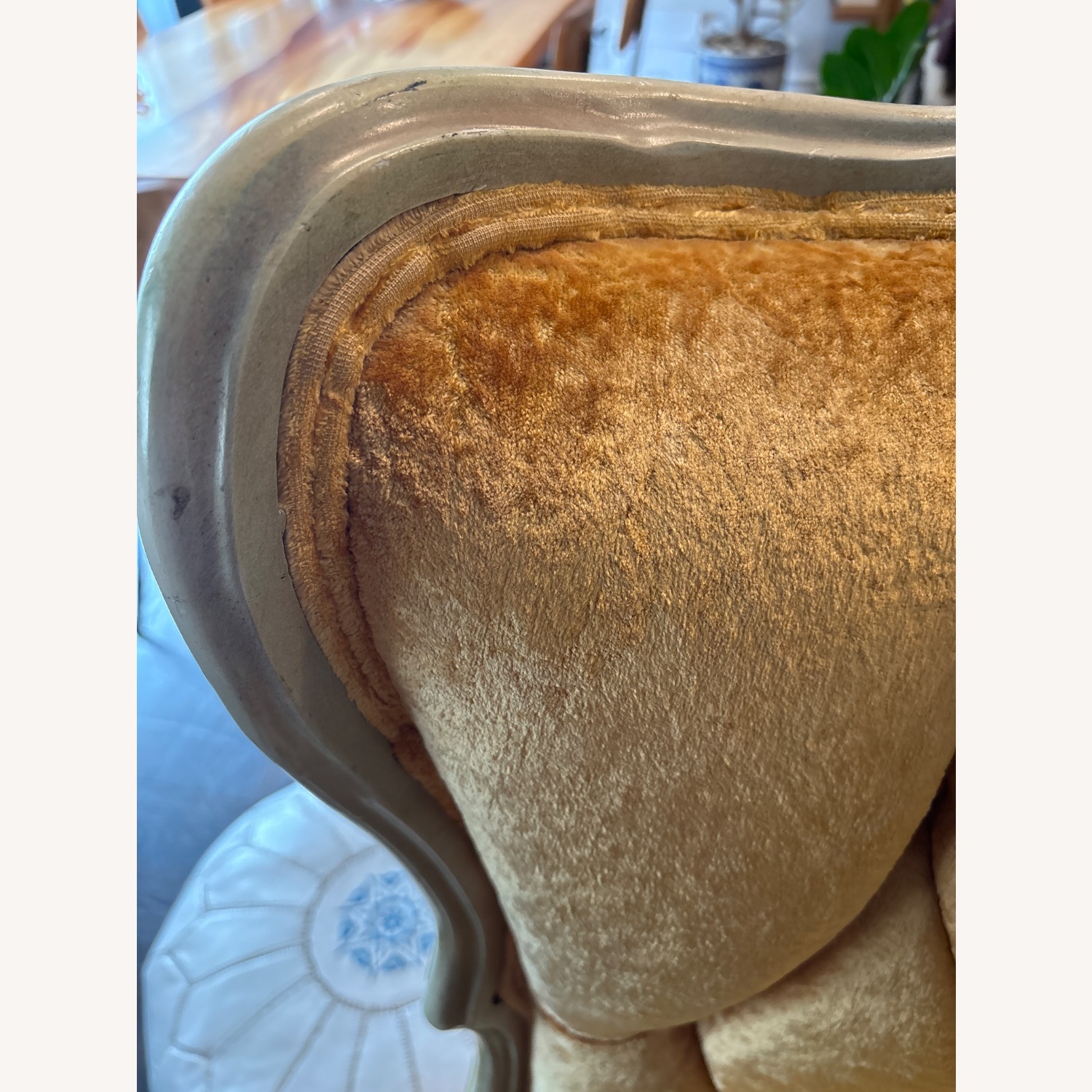 Vintage Queen Anne Gold Velvet Armchair - image-11