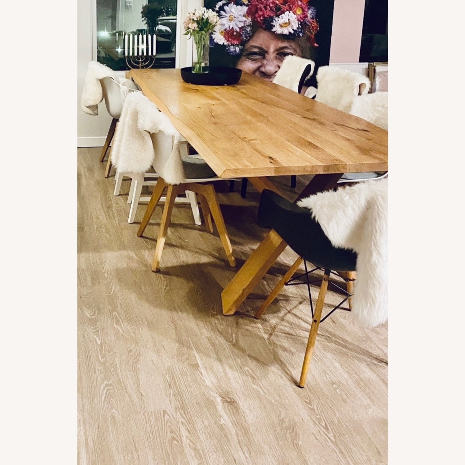 Solid Oak Dining Table - AptDeco
