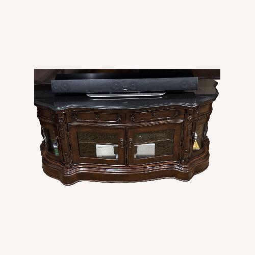 Used Granite-topped Media Stand And Cabinet for sale on AptDeco