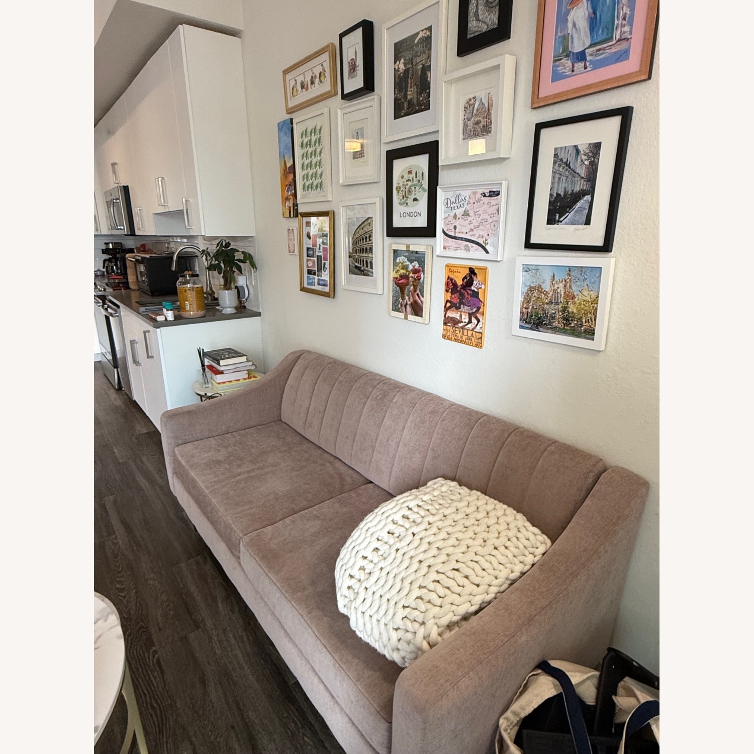 West Elm Mauve Olive Sofa - image-1