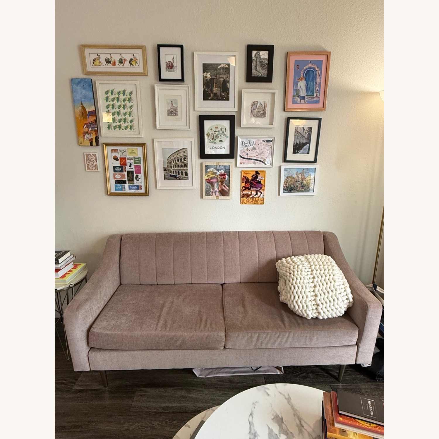 West Elm Mauve Olive Sofa - image-3