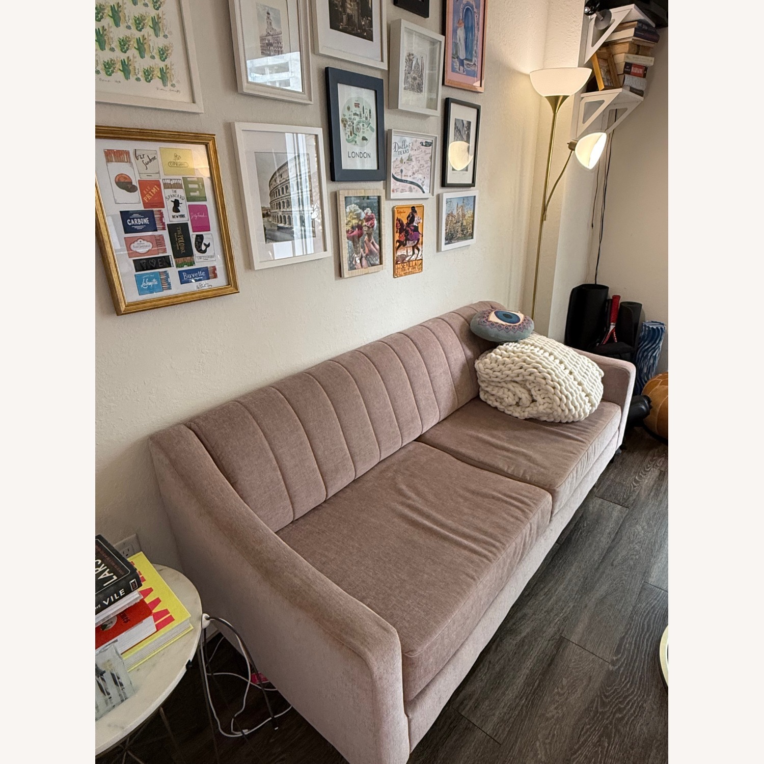 West Elm Mauve Olive Sofa - image-2