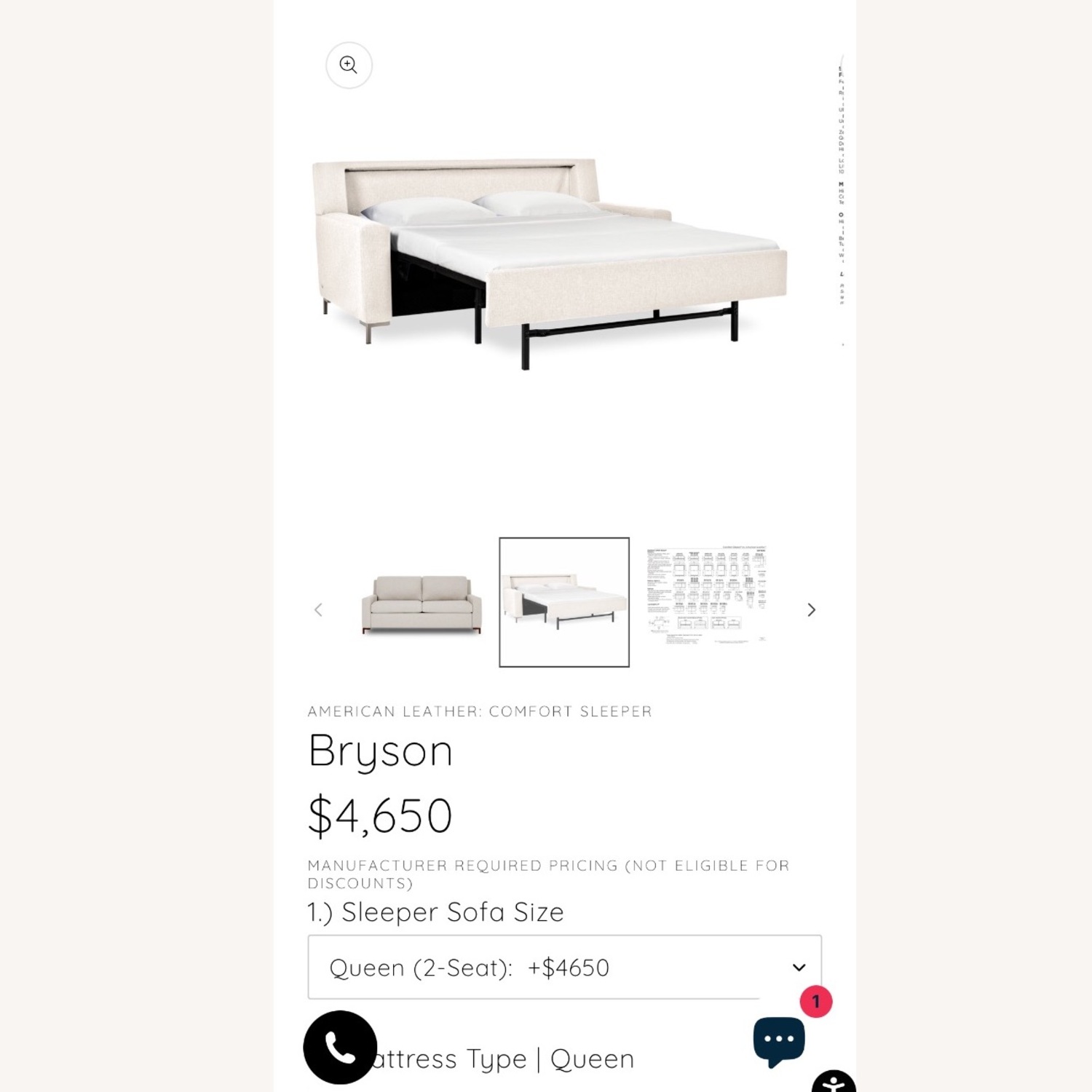 American Leather Comfort Sleeper Sofa Queen Size - image-7