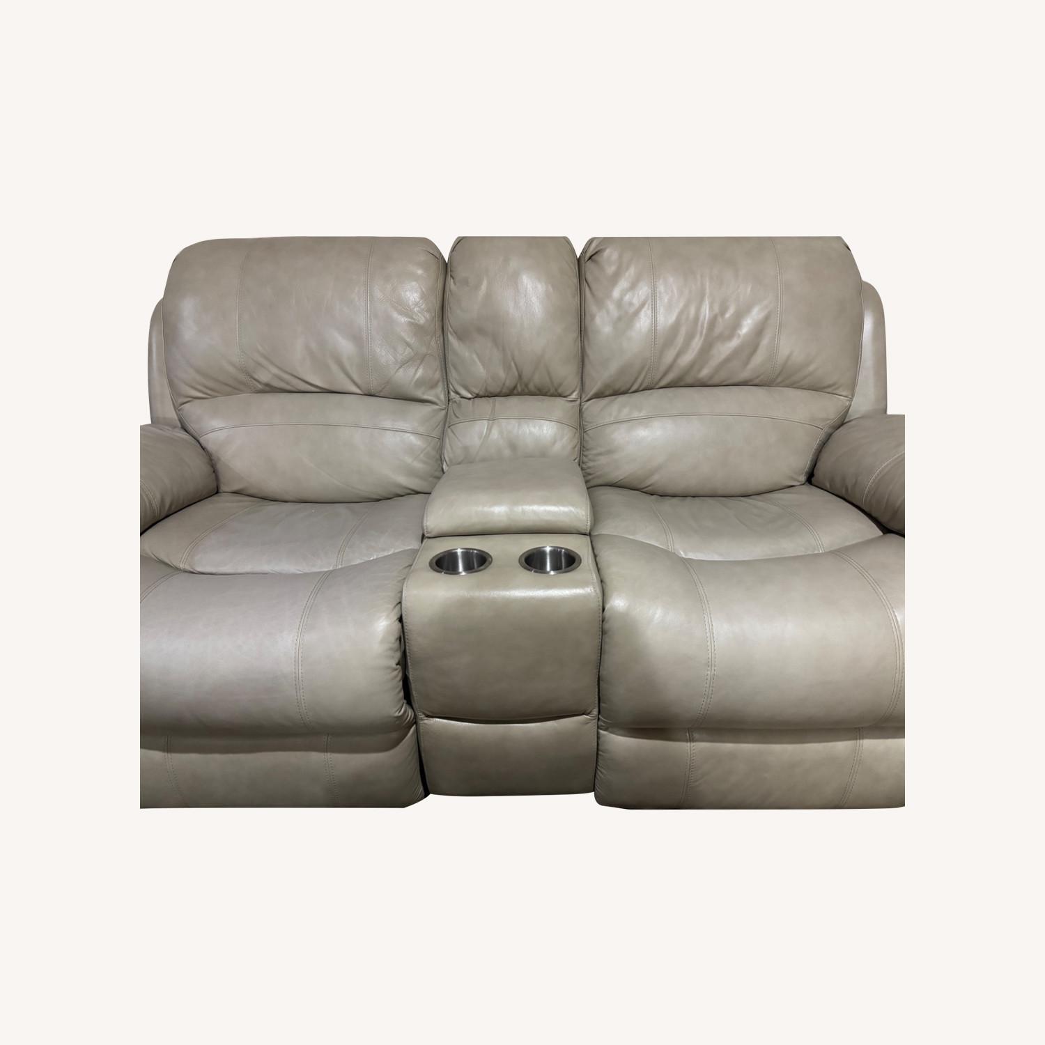 Classy Biege Leather Couch - image-0