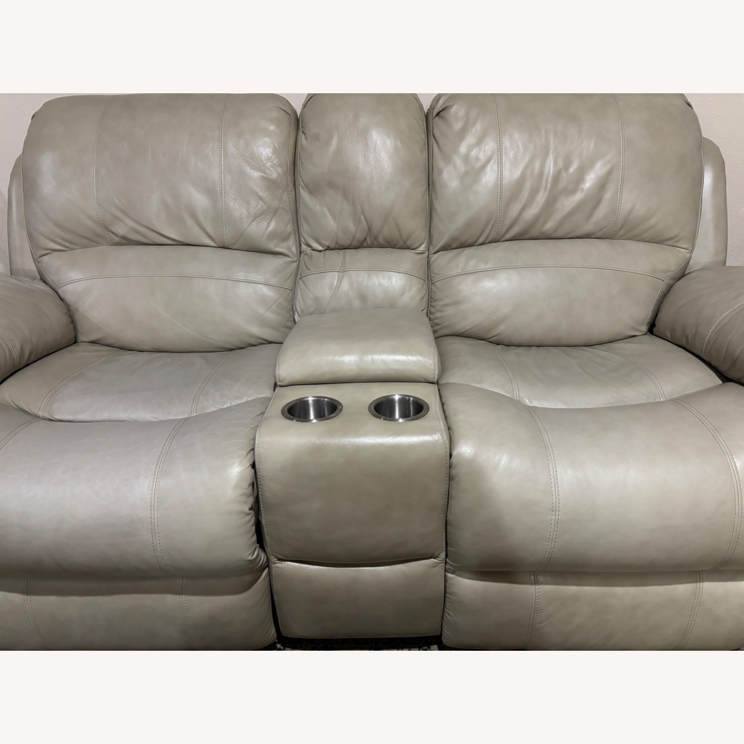 Classy Biege Leather Couch - image-1