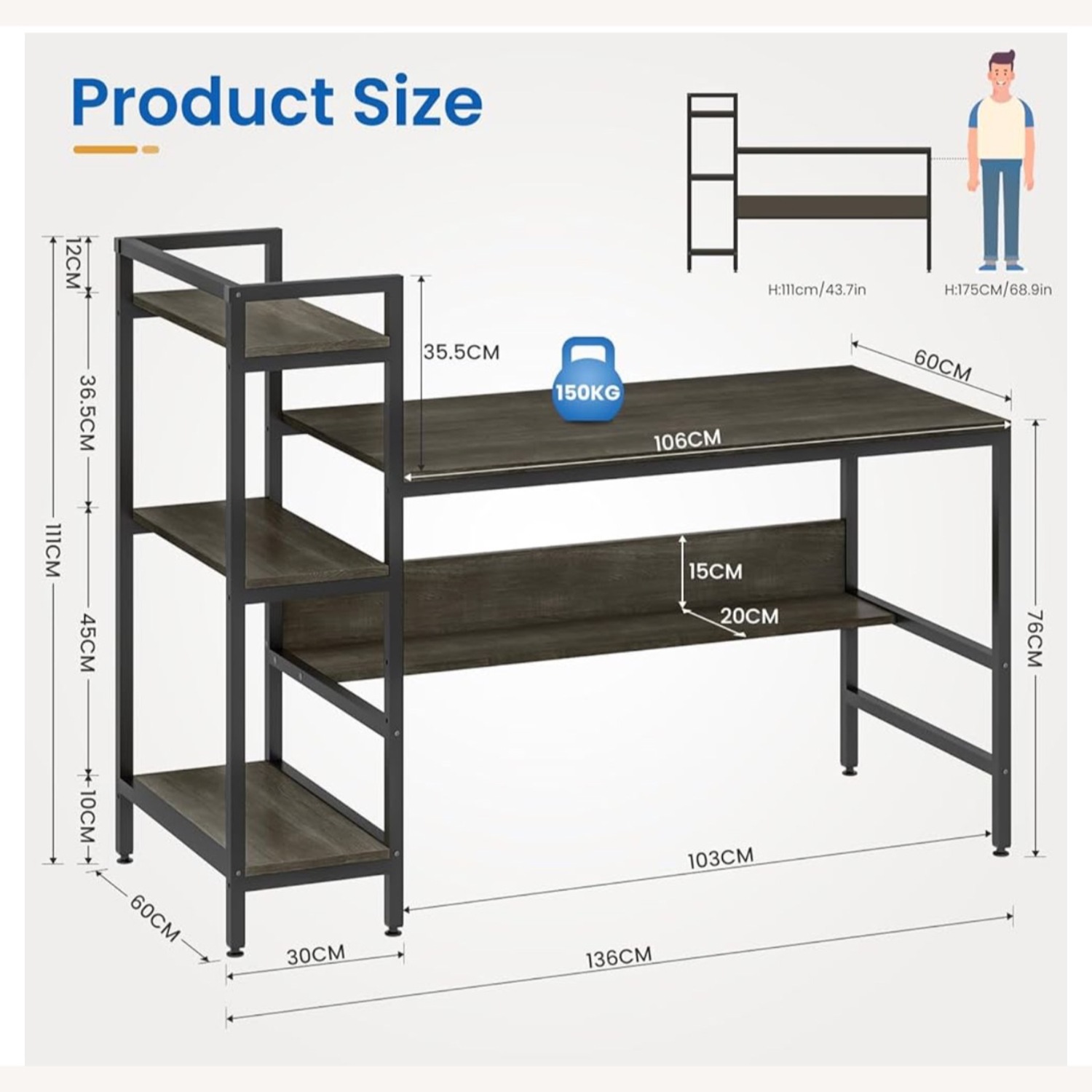 Desk with Shelves - image-6