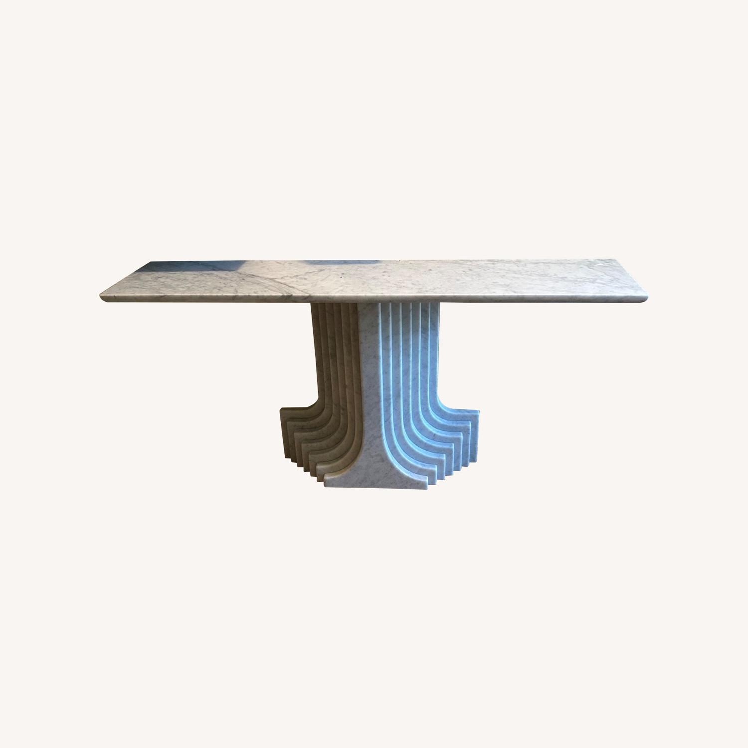 Strada White Marble Artdeco Entry Table - image-0