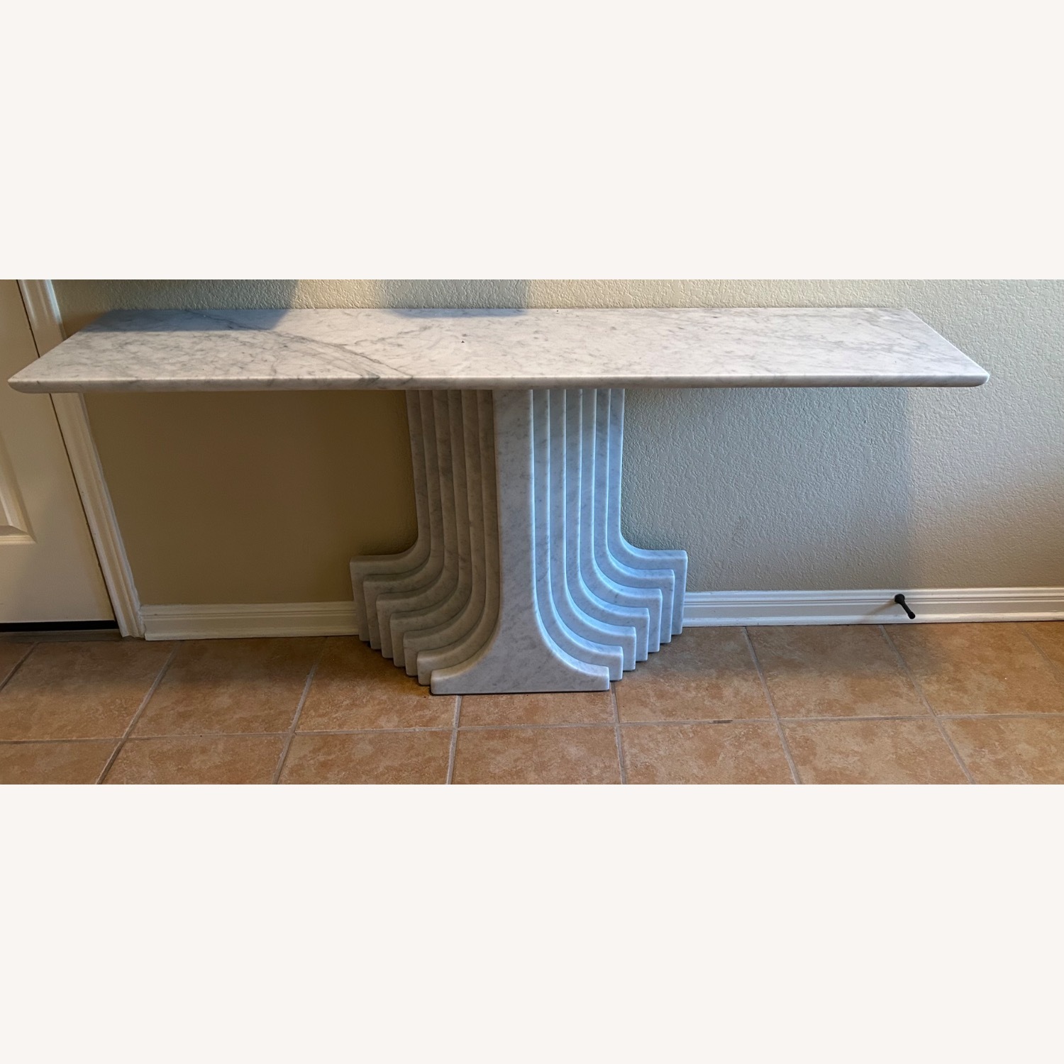 Strada White Marble Artdeco Entry Table - image-2