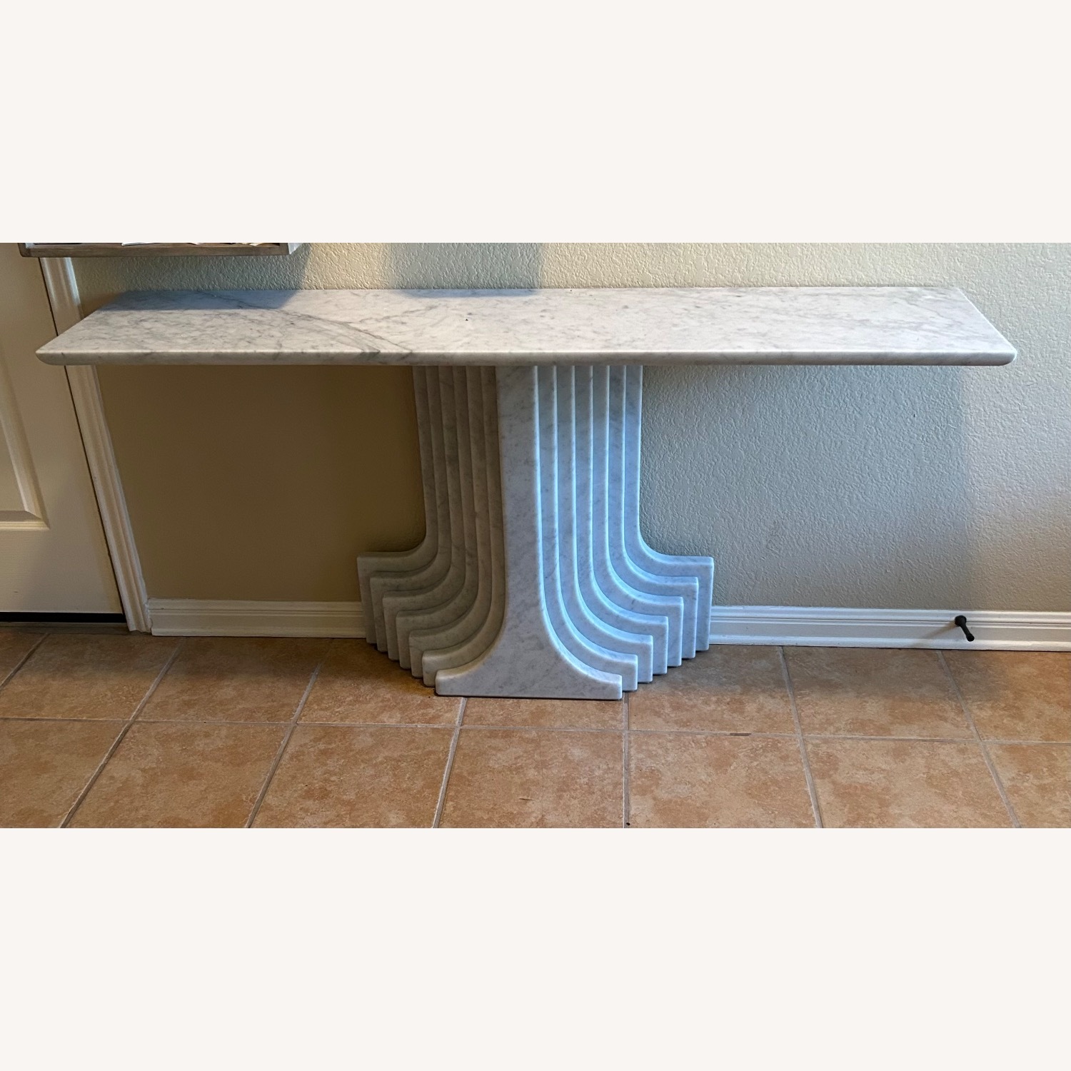 Strada White Marble Artdeco Entry Table - image-1