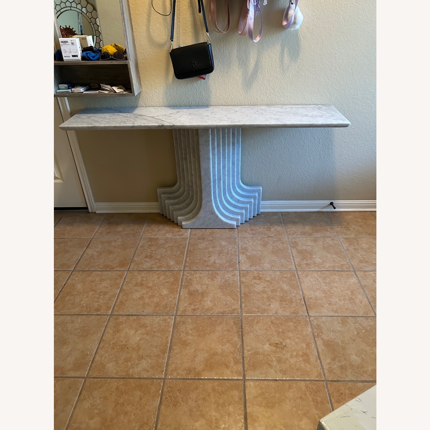 Strada White Marble Artdeco Entry Table - image-3