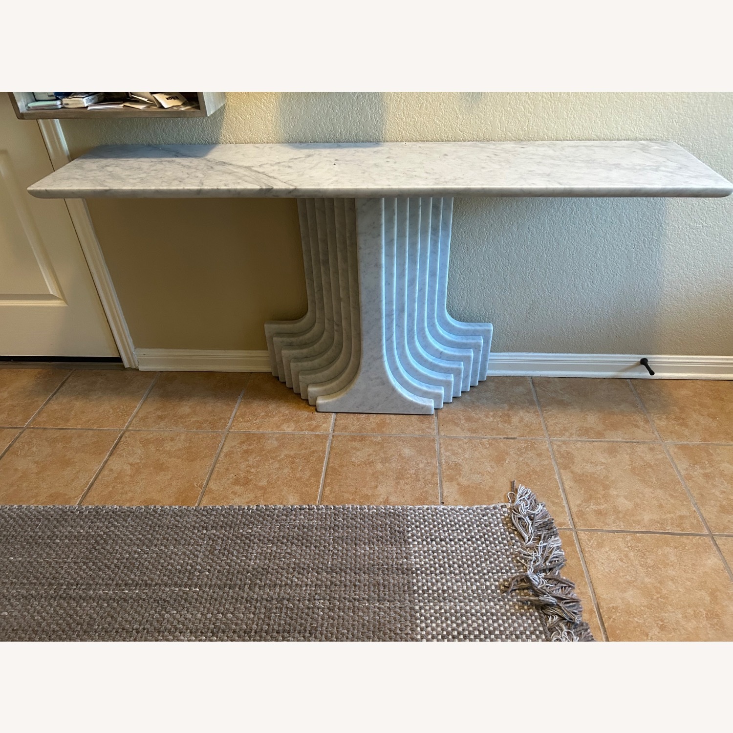 Strada White Marble Artdeco Entry Table - image-4