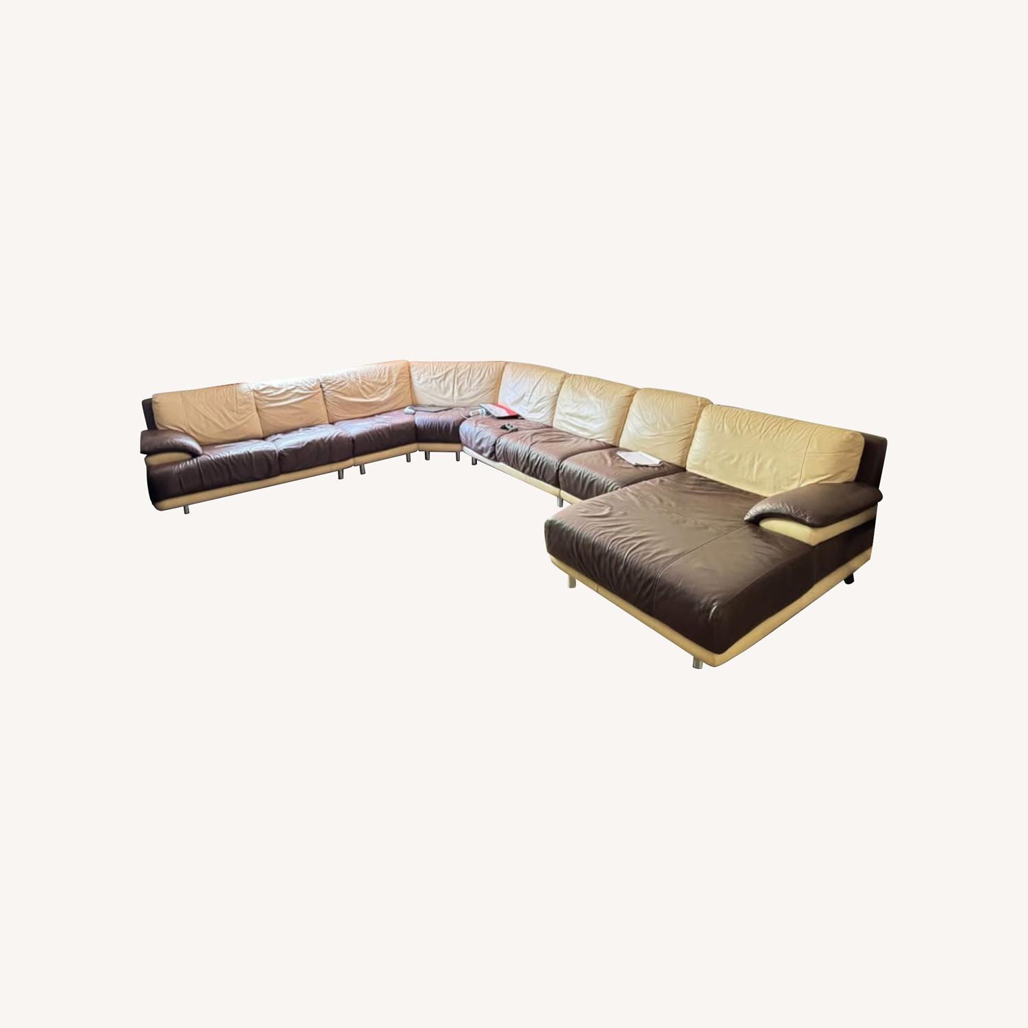 Large Leather Sectional Sofa - image-0