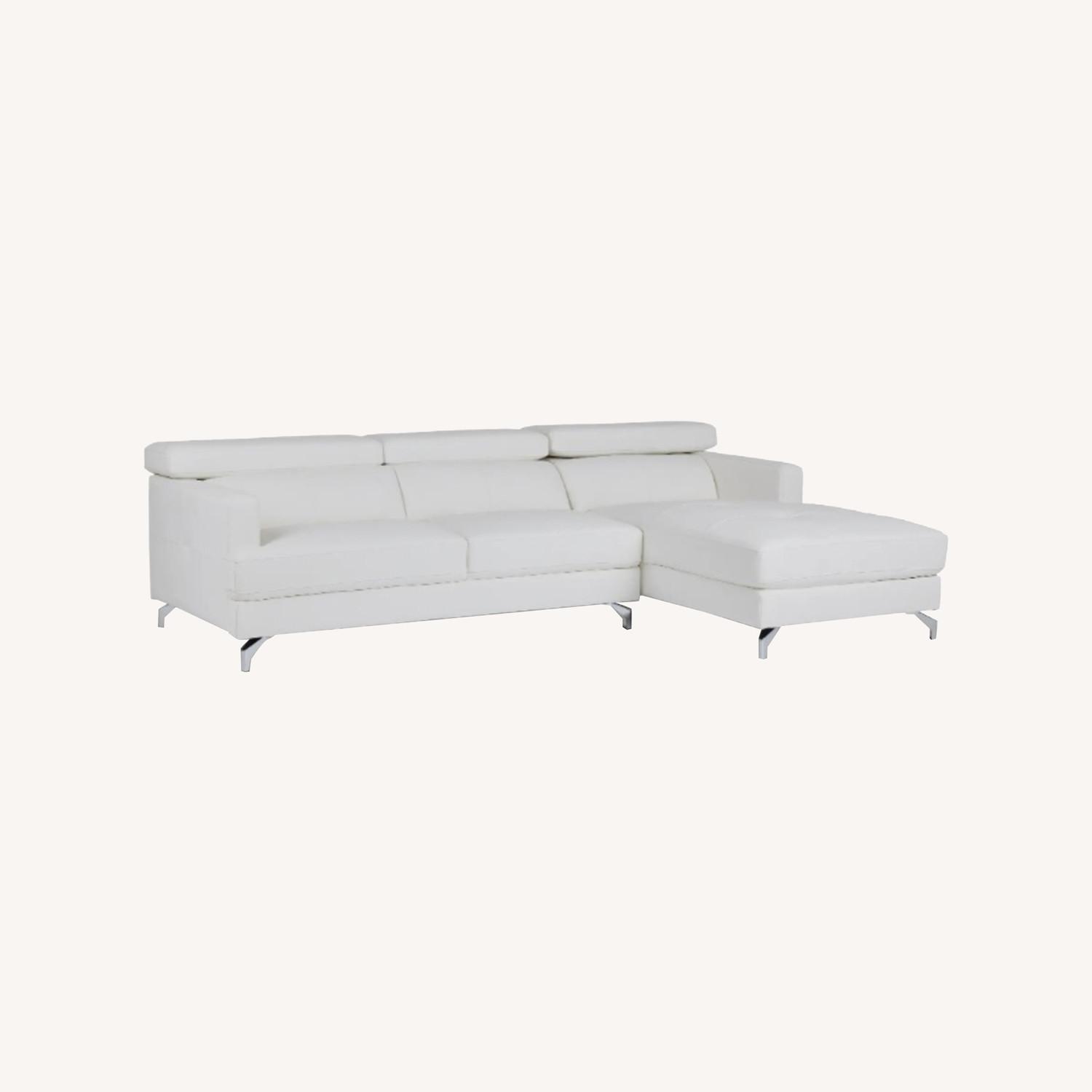 Marquez White Micro Right Chaise Sectional - image-0