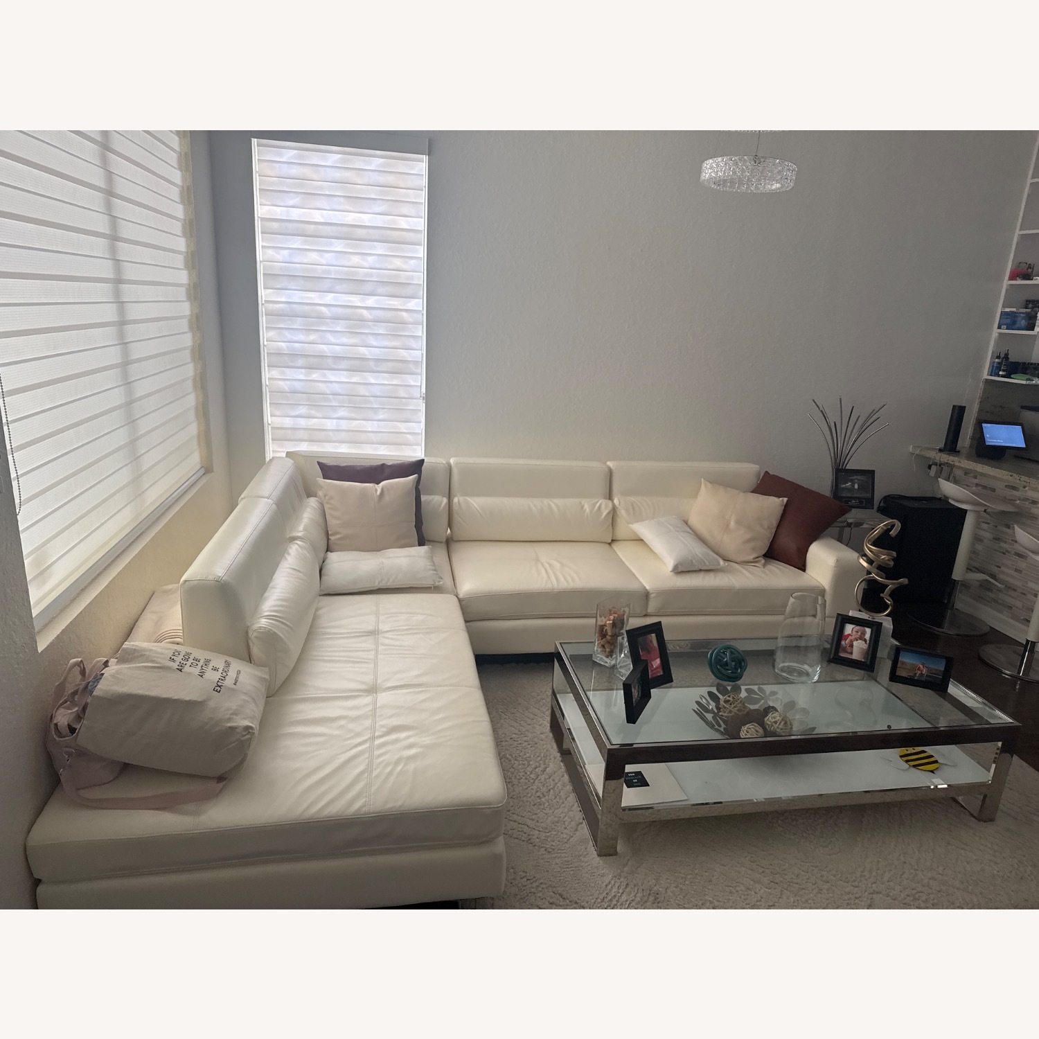 Marquez White Micro Right Chaise Sectional - image-1