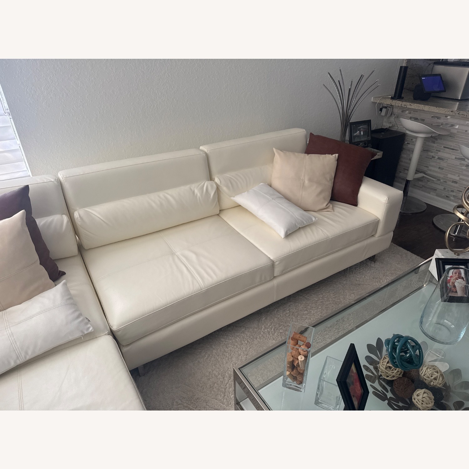 Marquez White Micro Right Chaise Sectional - image-6