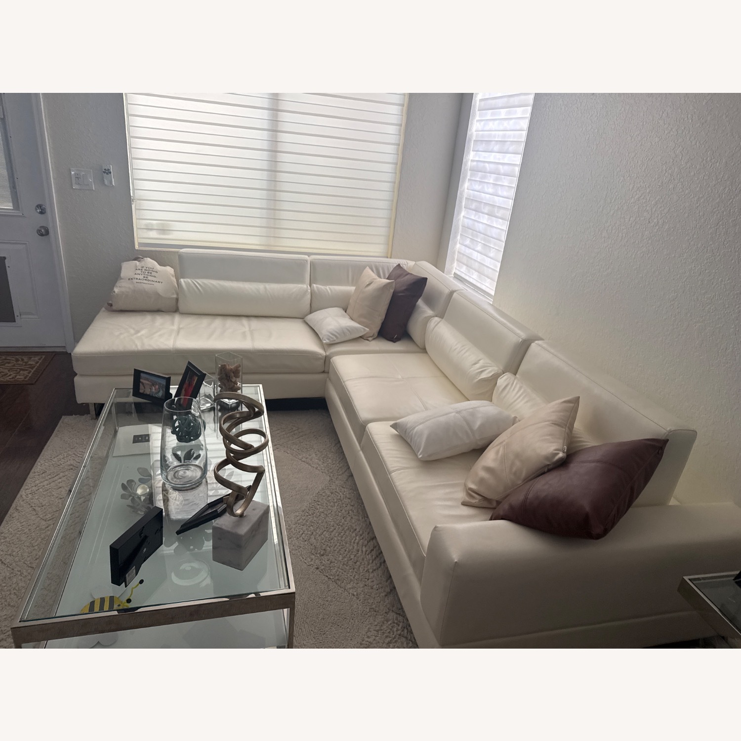 Marquez White Micro Right Chaise Sectional - image-3