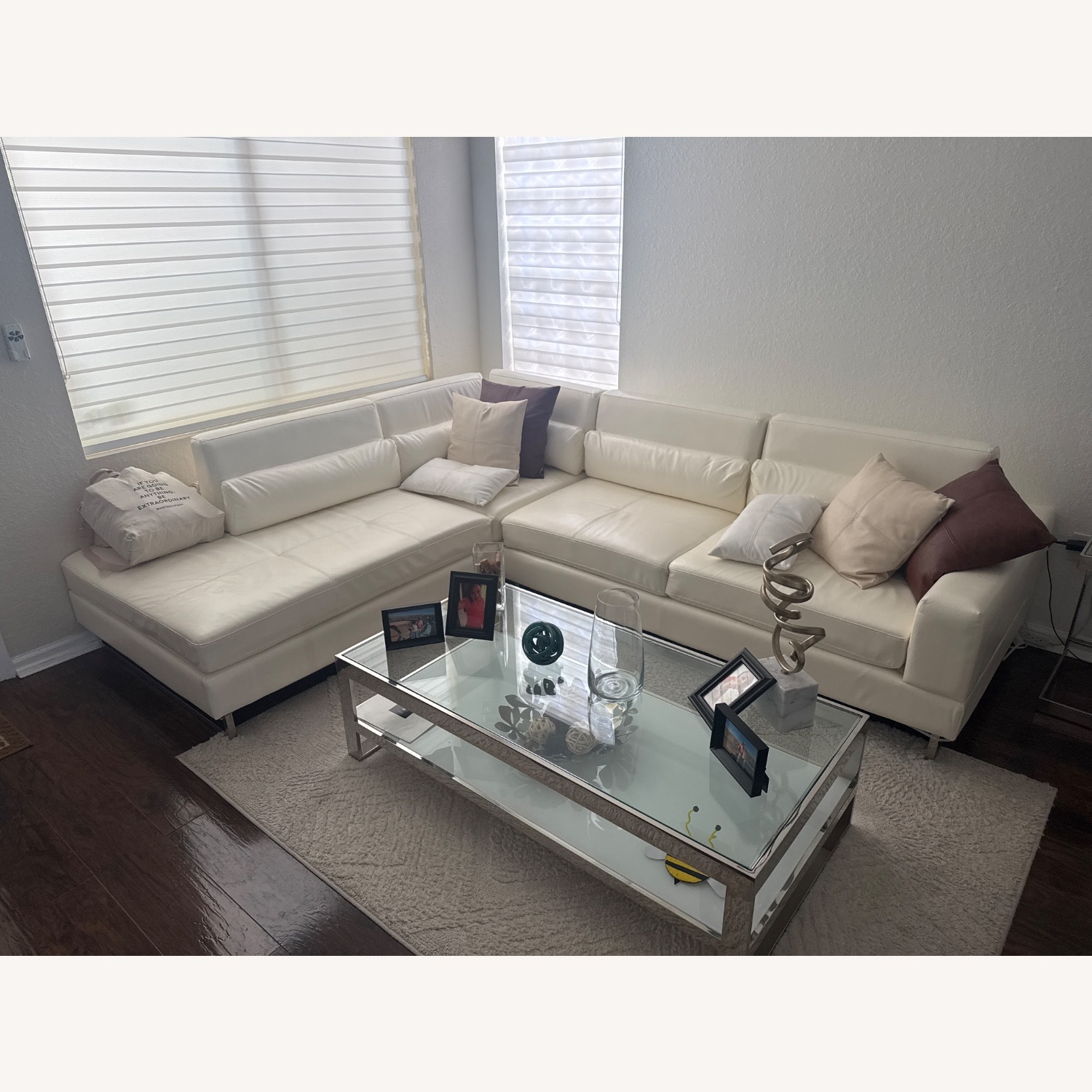 Marquez White Micro Right Chaise Sectional - image-2