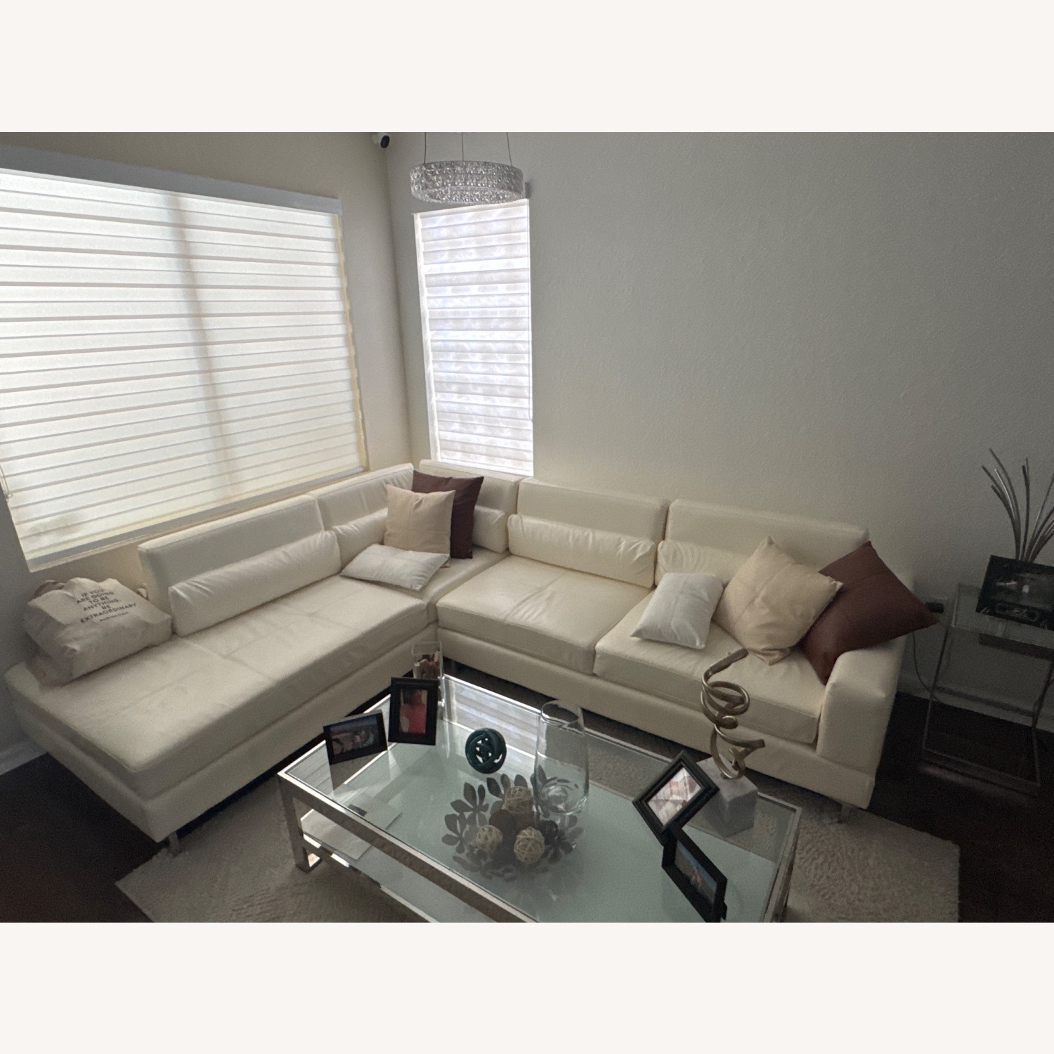 Marquez White Micro Right Chaise Sectional - image-7