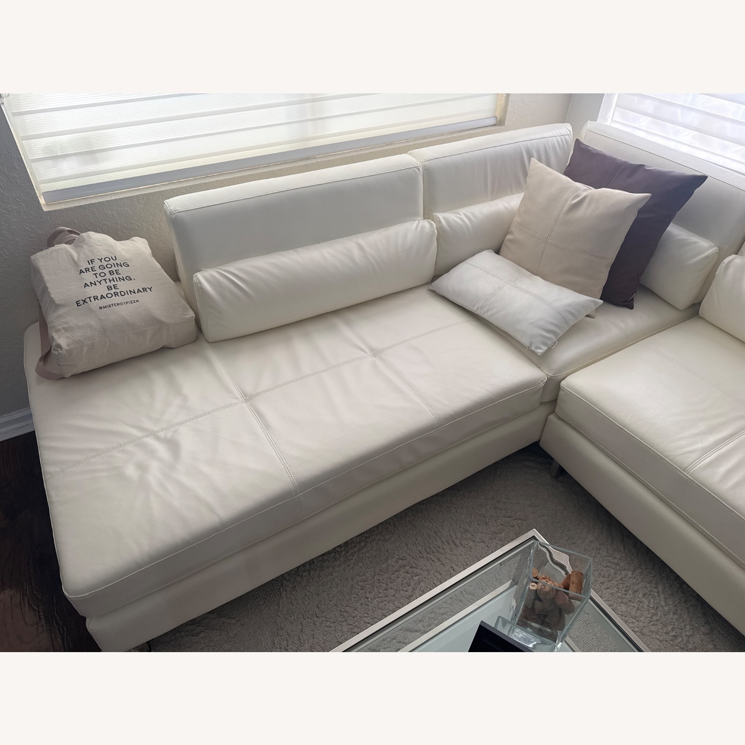Marquez White Micro Right Chaise Sectional - image-5