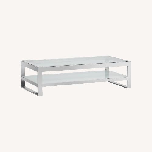 Used Miami White Glass Rectangular Coffee Table for sale on AptDeco