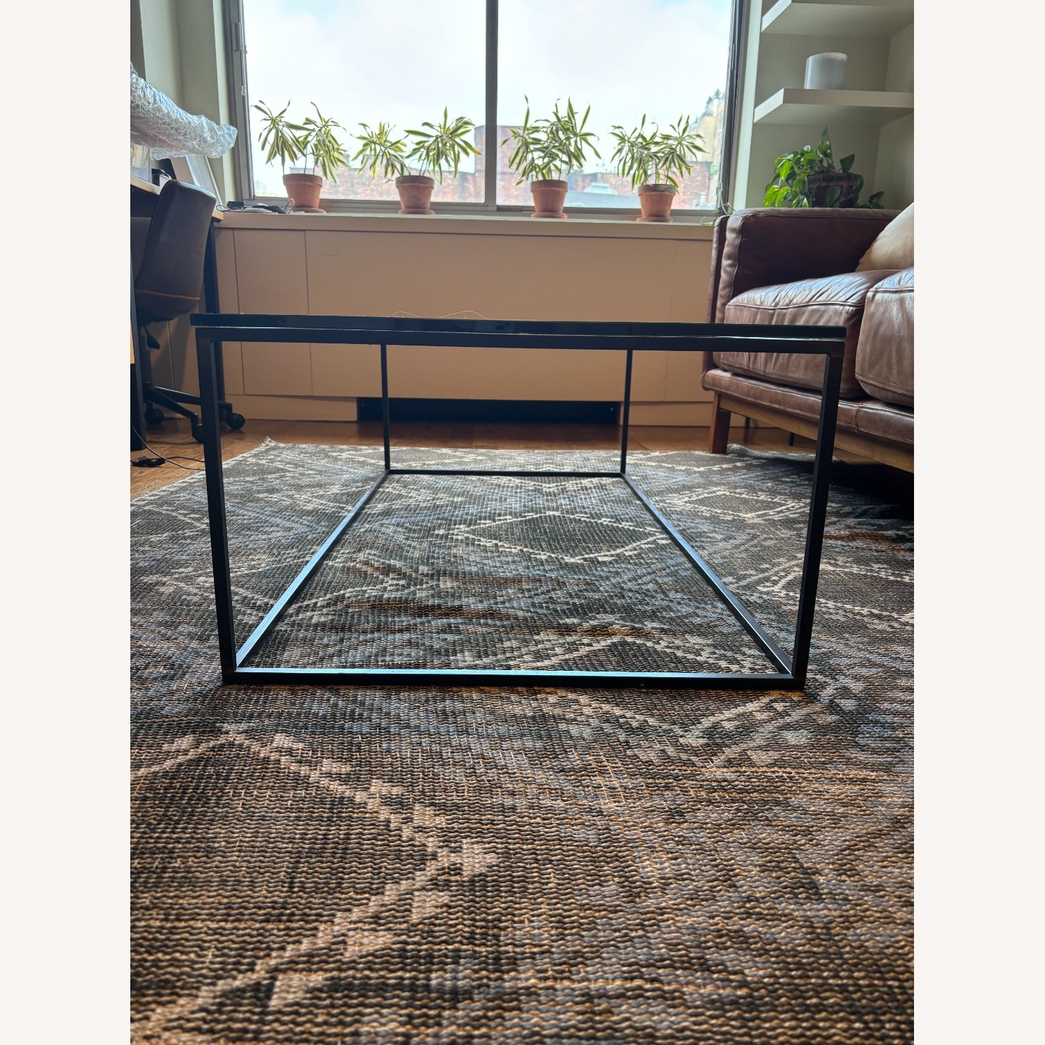 Glass Coffee Table with Metal Base - image-1