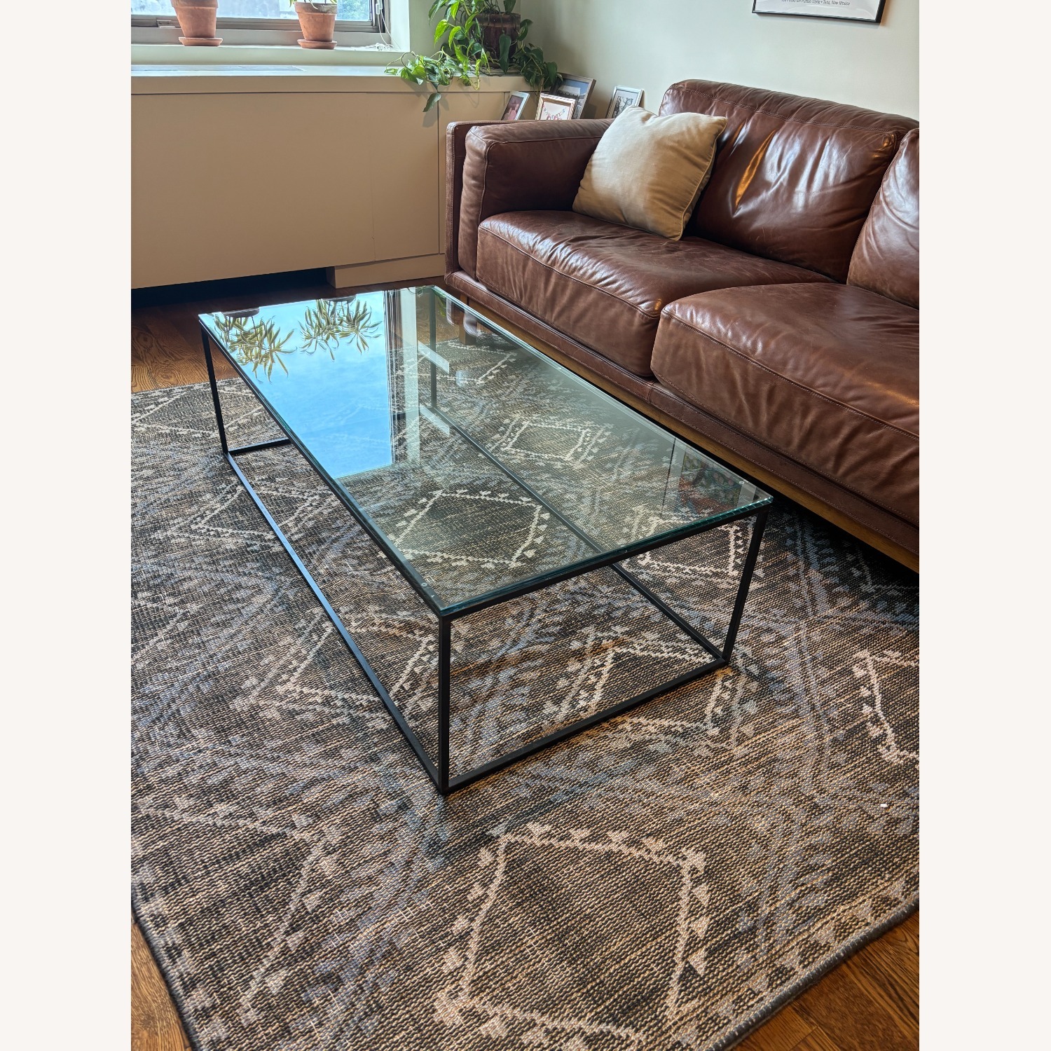 Glass Coffee Table with Metal Base - image-3
