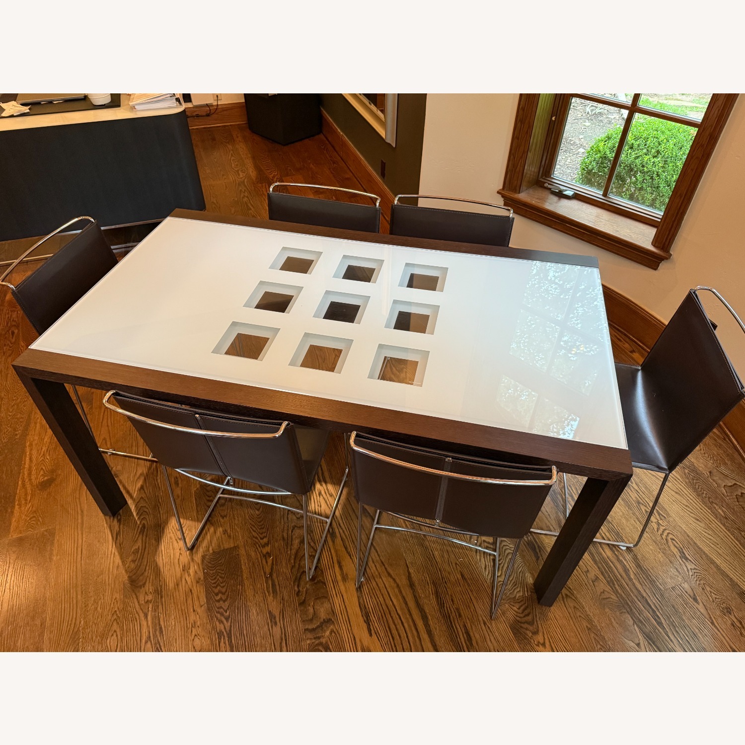 Ligne Roset Extensia Dining Set – Walnut & Glass, 6 Chairs - image-1