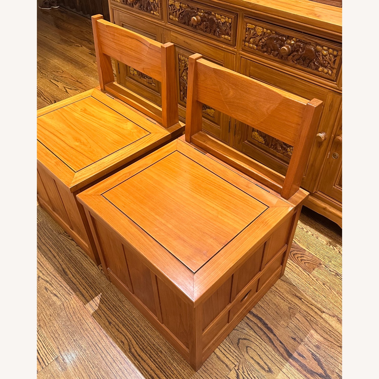 Solid Teak Wood Benches With Storage - image-2