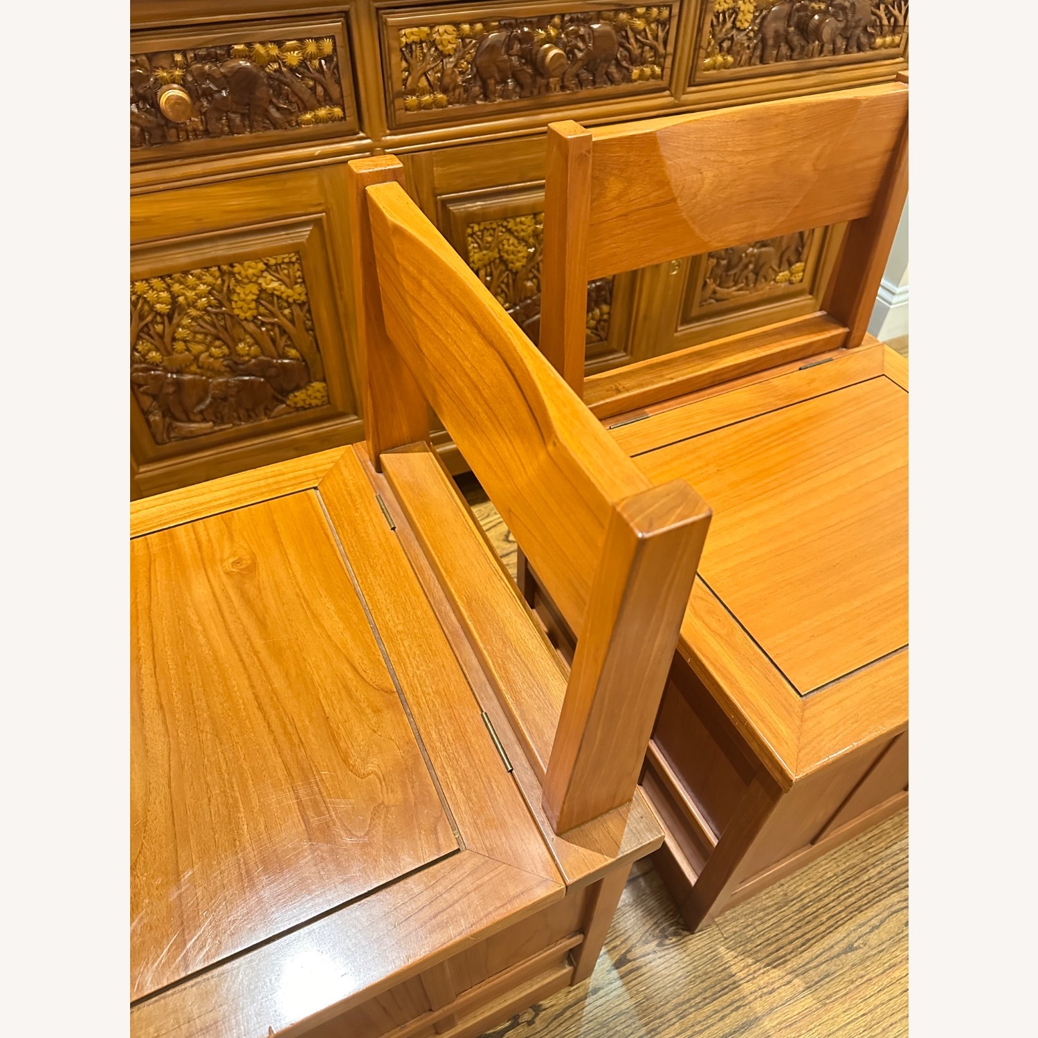 Solid Teak Wood Benches With Storage - image-6