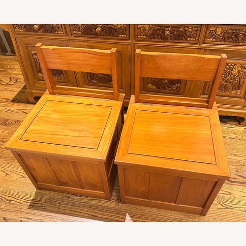 Used Solid Teak Wood Benches With Storage for sale on AptDeco
