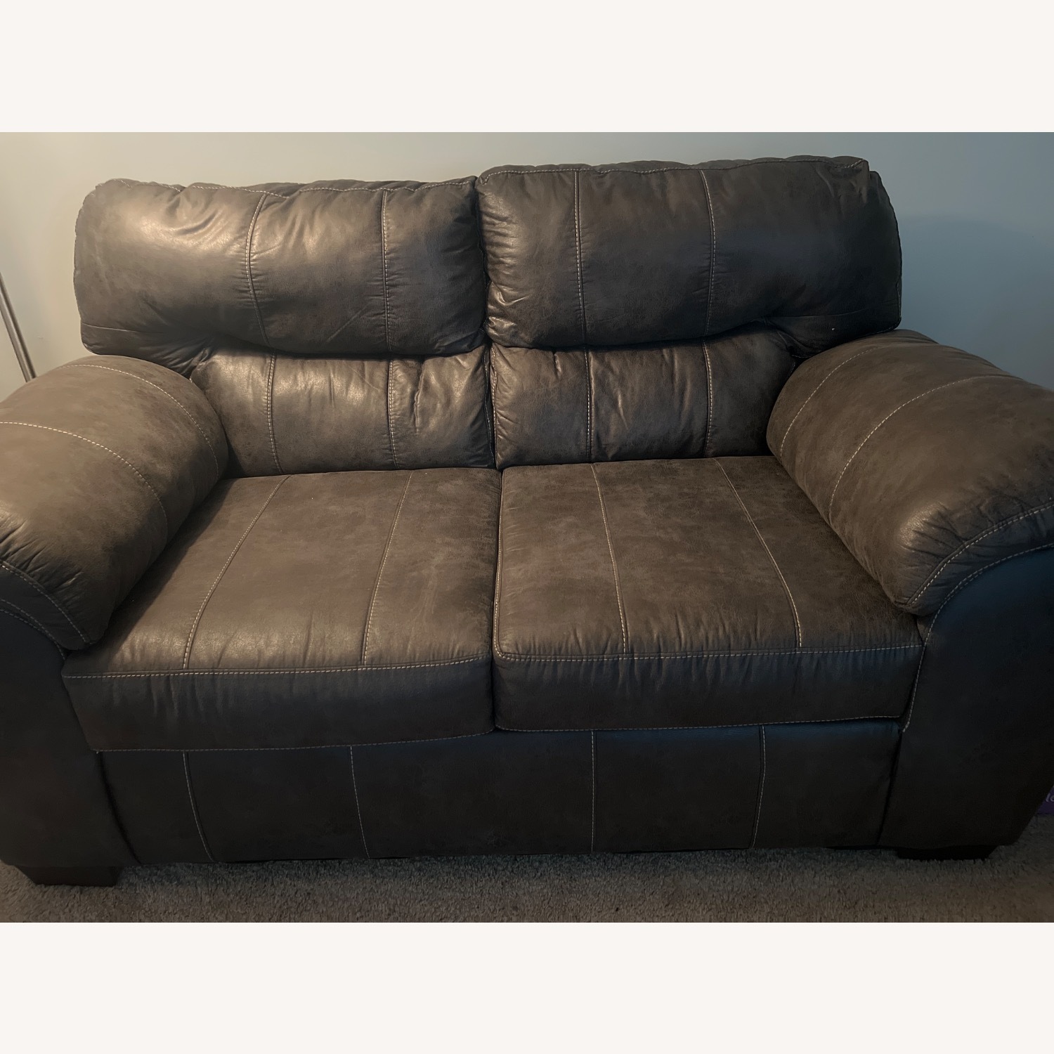 Leather Brown Loveseat  - image-3