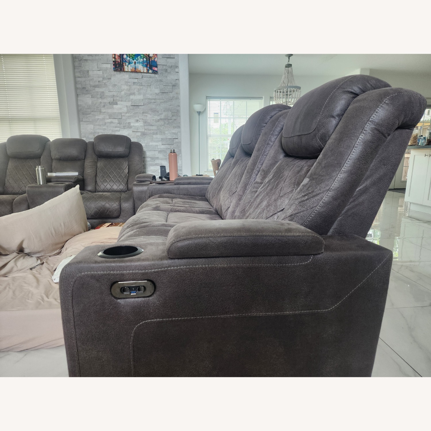 HyllMount Dual Power Reclining Sofa - image-5