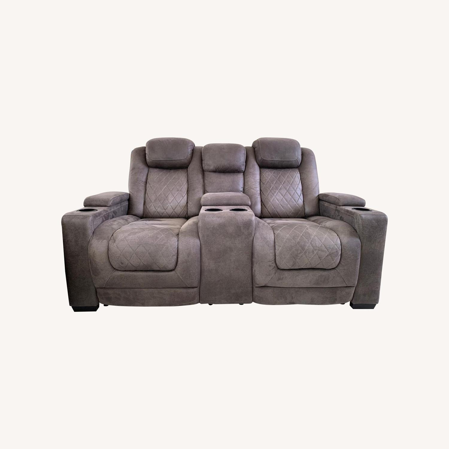 emi♡ HyllMount Dual Power Reclining Loveseat W Console - AptDeco