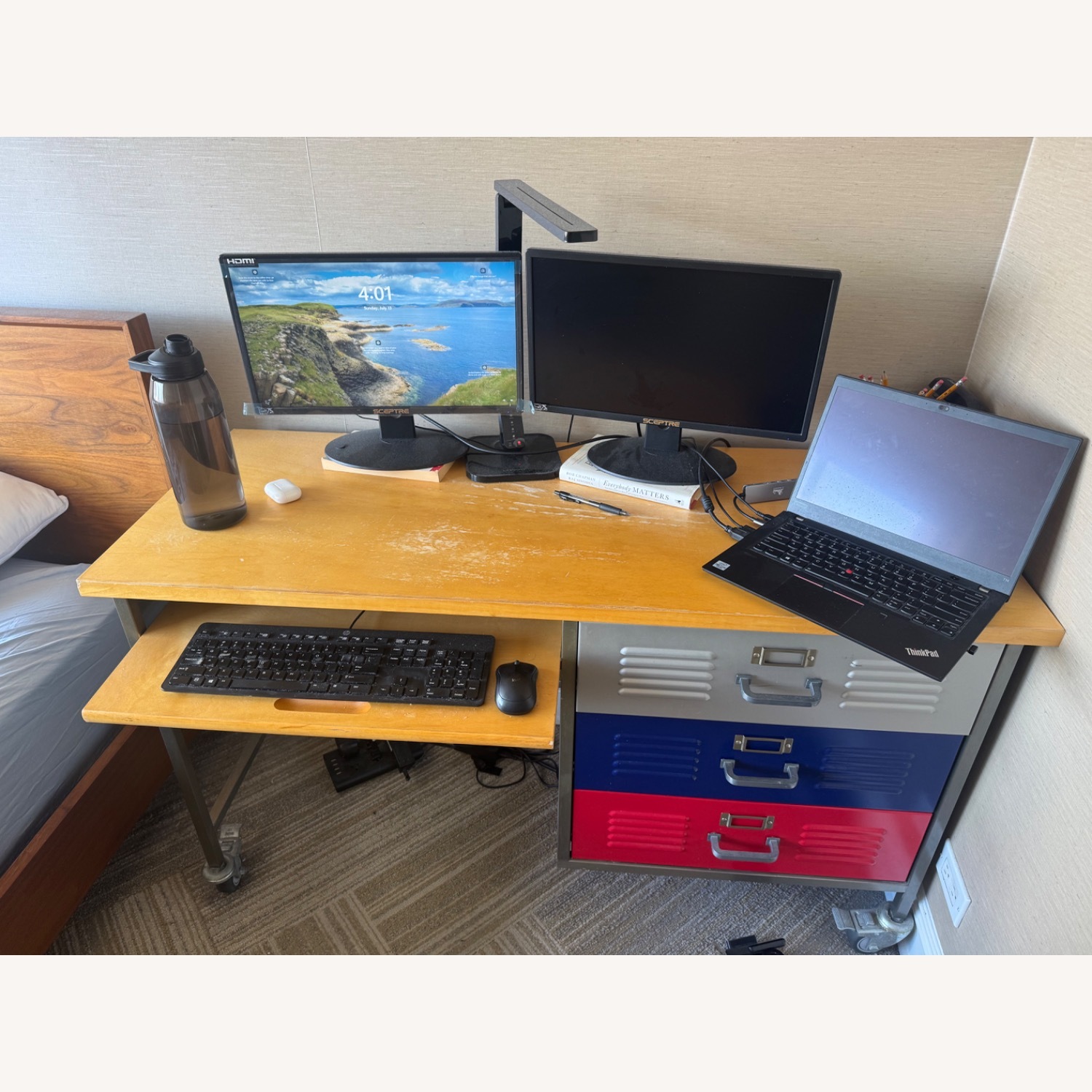 Desk with Pullout Keyboard and 3 Drawers - image-2