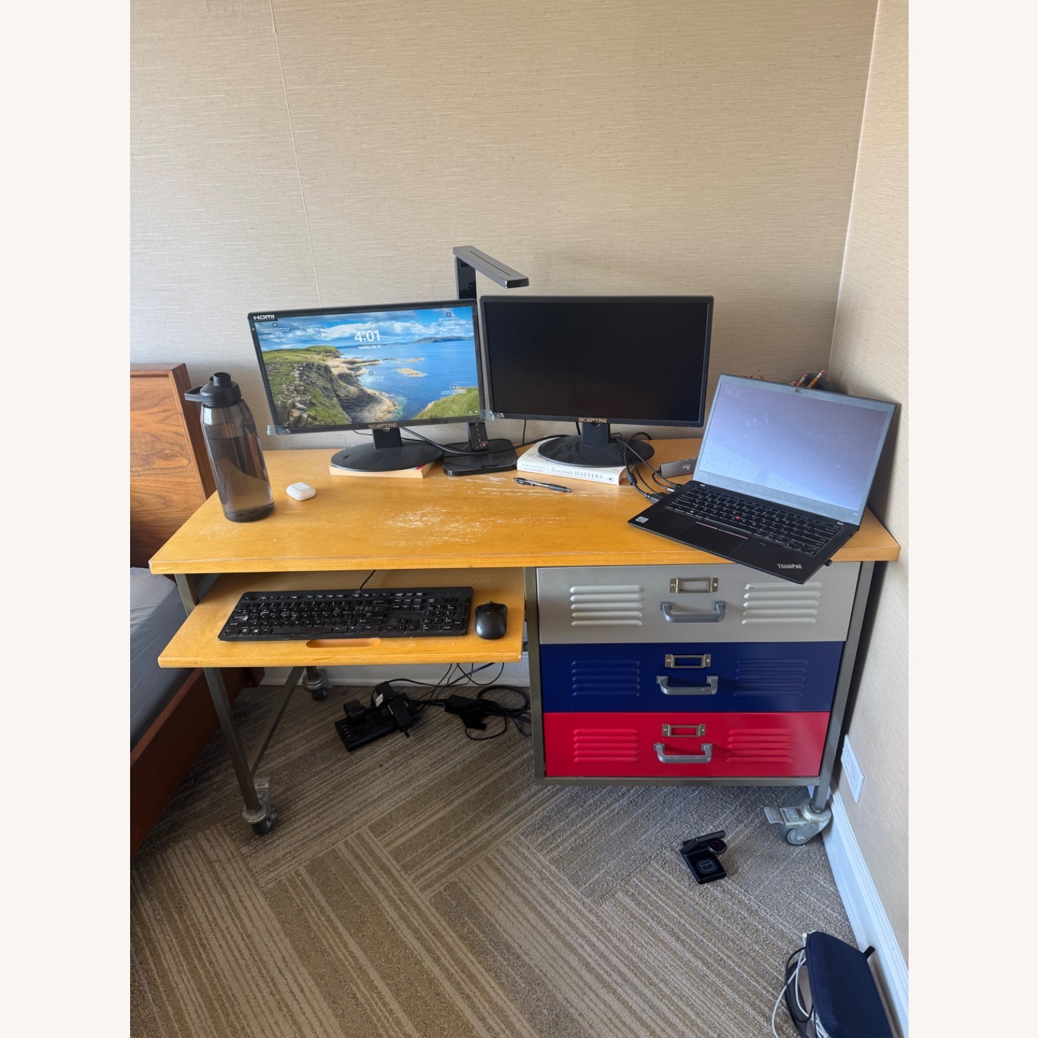 Desk with Pullout Keyboard and 3 Drawers - image-3