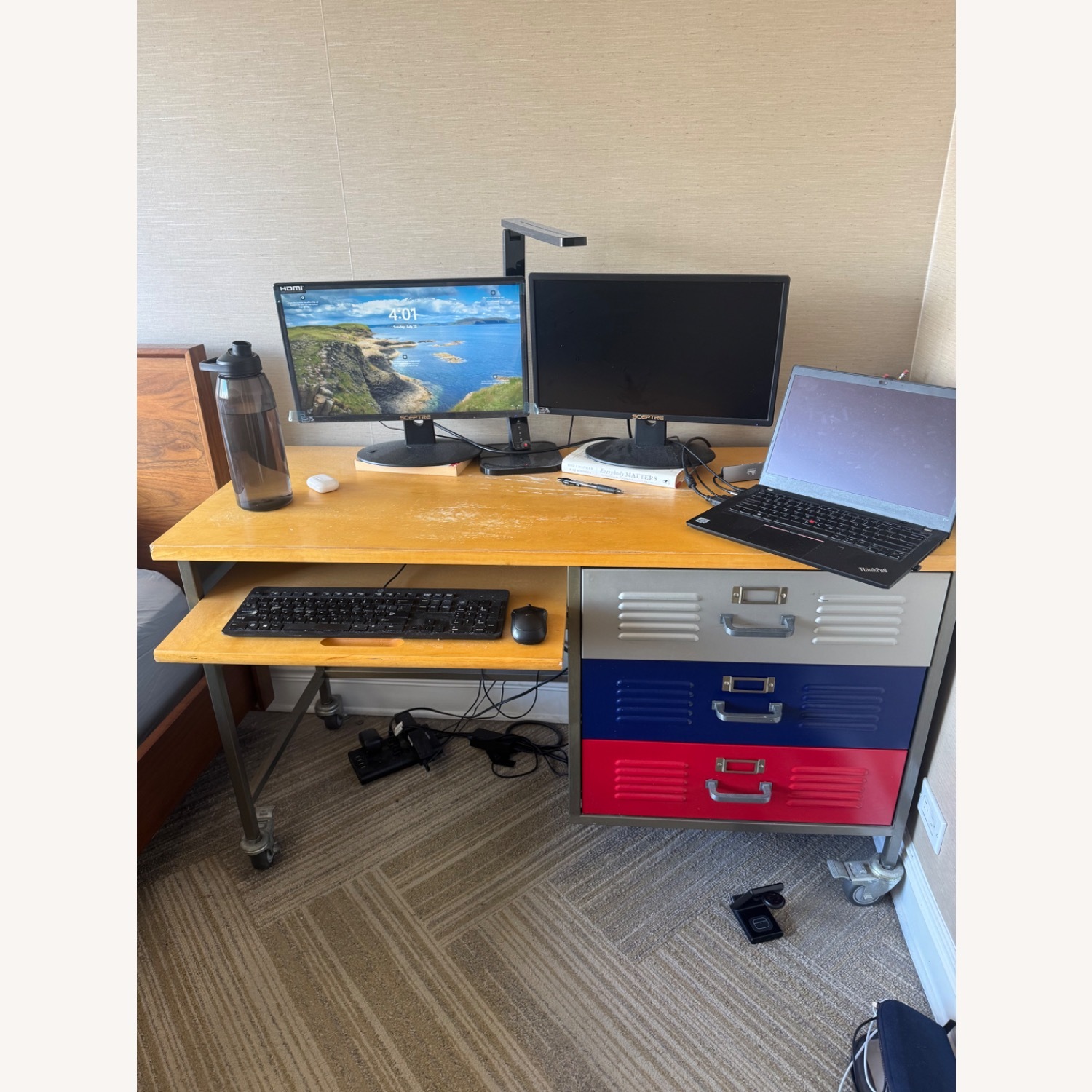 Desk with Pullout Keyboard and 3 Drawers - image-1