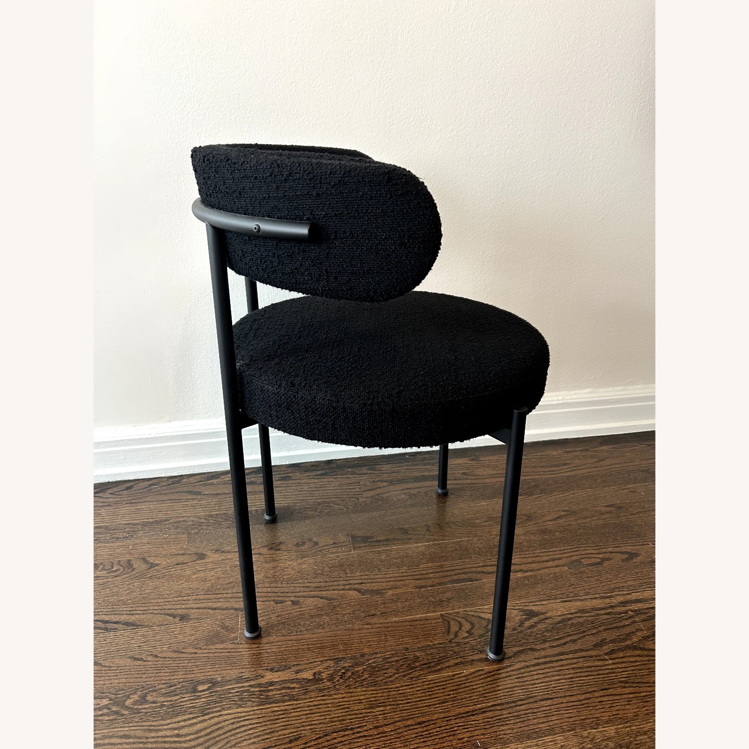 CB2 Inesse Boucle Black Dining Chair - AptDeco