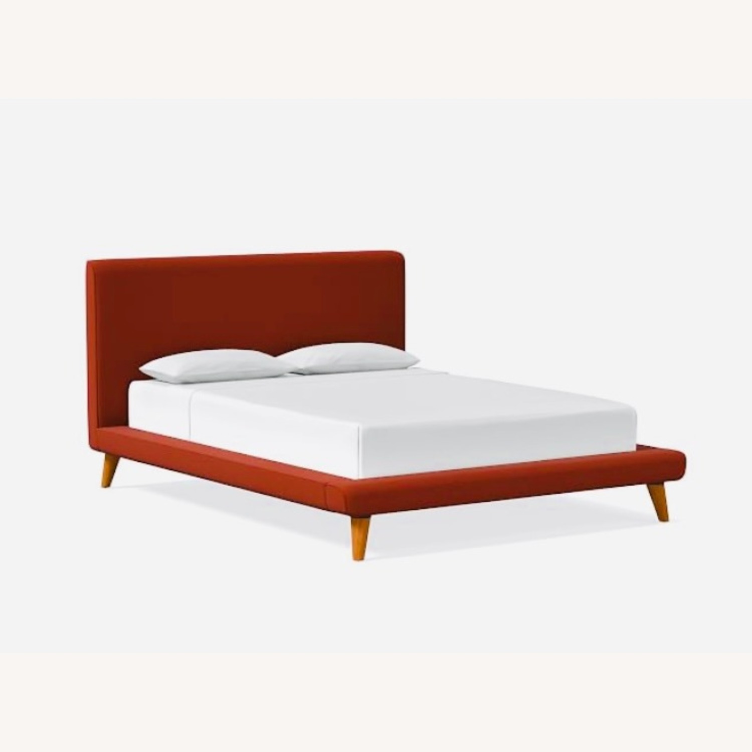 West Elm Mod Upholstered Velvet Pecan Queen Bed - image-1