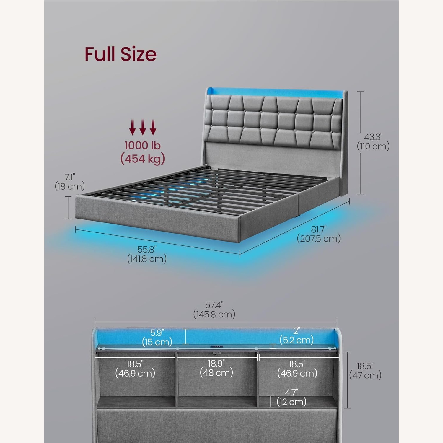 RGB Floating Full Bedframe - image-4