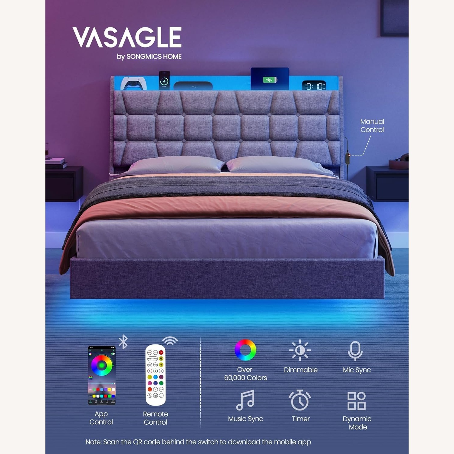 RGB Floating Full Bedframe - image-2