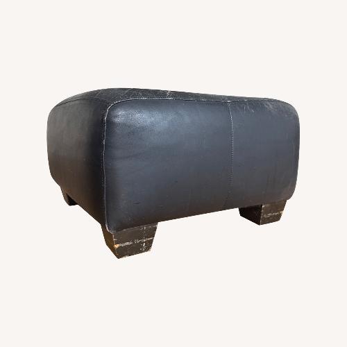 Used Black Leather Ottoman for sale on AptDeco