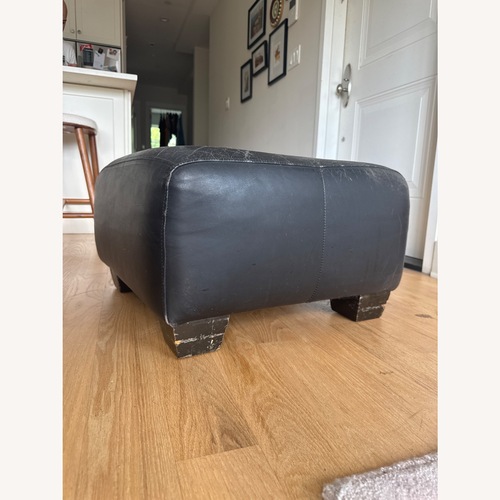 Used Black Leather Ottoman for sale on AptDeco