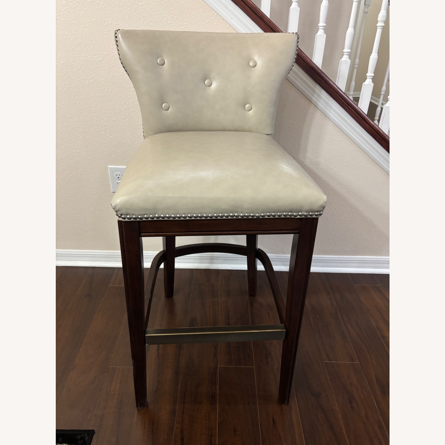 Ashley Wooden and Leather Stools - image-1