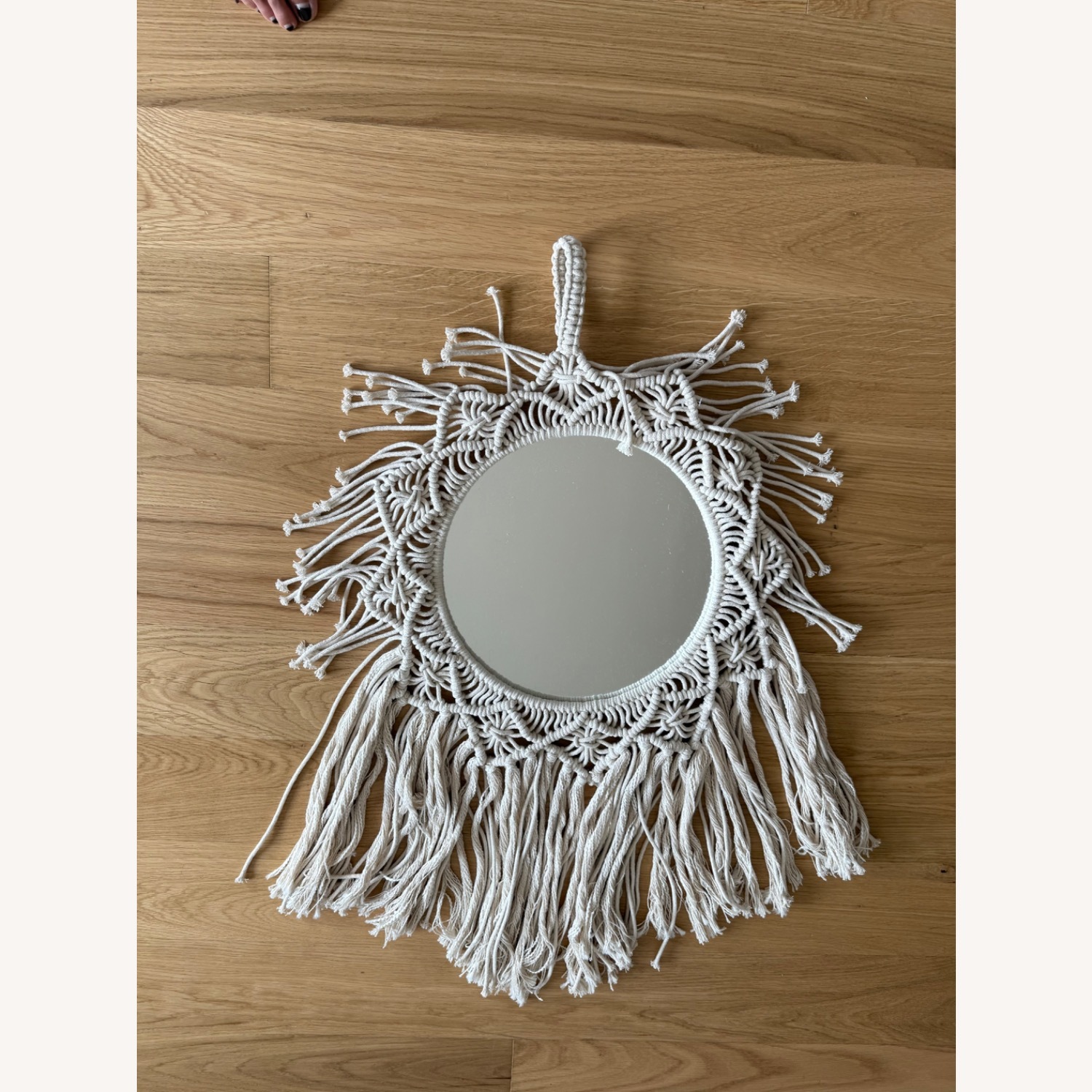 Off-White Macrame Wall Mirror - image-2